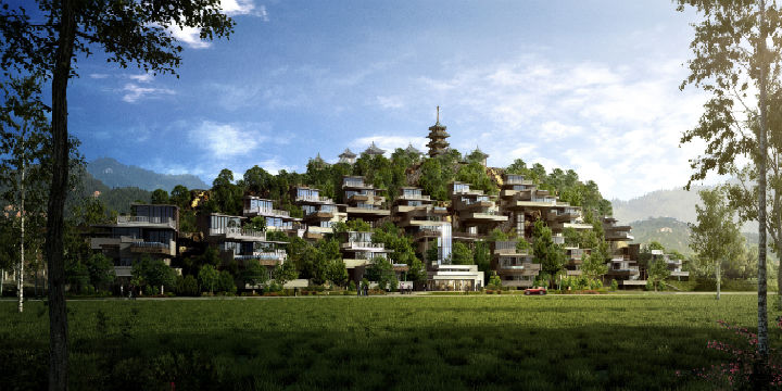 山地旅游策劃咨詢公司設計的懸崖酒店(群體)旅游規劃效果圖