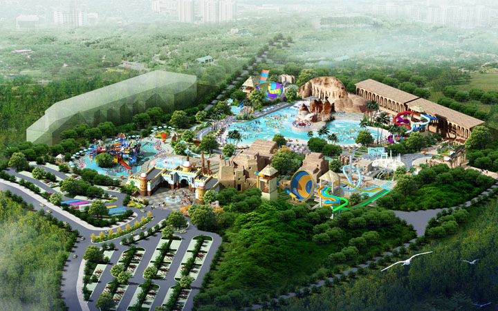 水主題公園項目旅游策劃咨詢公司:橫店夢幻谷水世界旅游規劃鳥瞰圖
