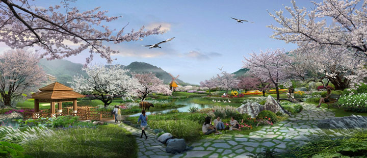 鄉村旅游規劃公司:廣東龍門櫻花島度假區櫻花島濕地公園旅游規劃效果圖