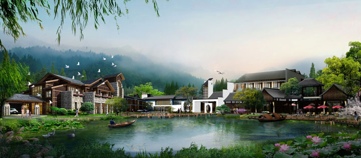 鄉村旅游規劃公司:廣東龍門櫻花島度假區鄉村主題酒店旅游規劃效果圖